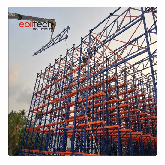 Ebil Automatic Storage Rack Clad Supported Warehouse Building High Density Storage Racking