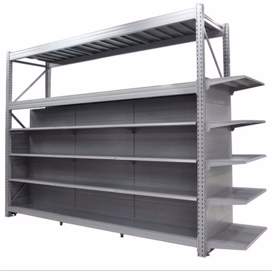 Store Gondola Shelving Metal Storage Rack Shop Display Equipment Island Supermarket Shelf