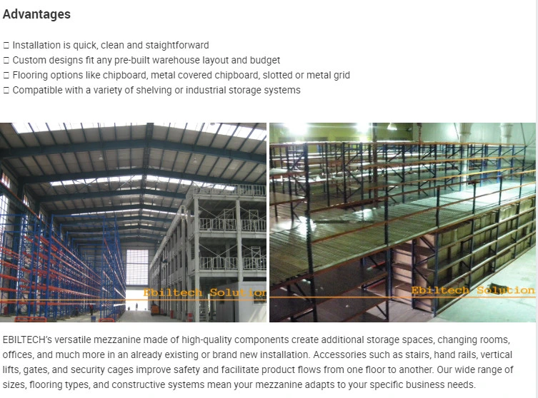 Steel Multi-Tiers Mezzanine Rack / Shelving for Factory / Warehouse Storage