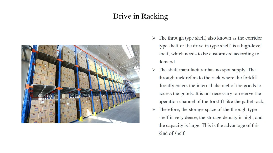 Drive in Pallet Racking with High Quality Metal/Steel Material and Advanced Equipment for Warehouse Storage.