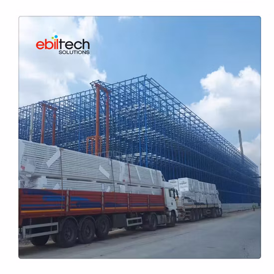 Ebil Automatic Storage Rack Clad Supported Warehouse Building High Density Storage Racking