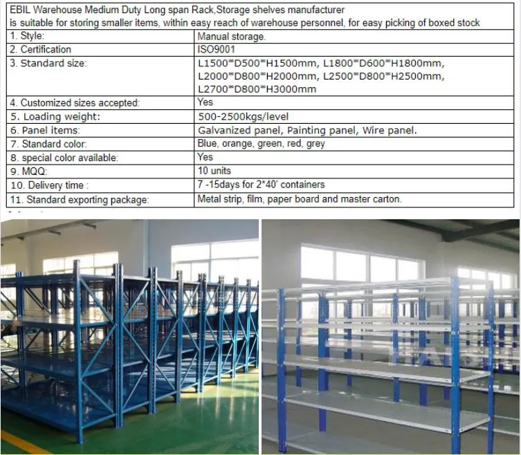 Longspan Racking Customized Adjustable Medium Duty Rack Warehouse Steel Shelving