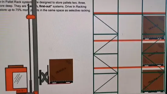 선반 위의 보관 팔레트 드라이브
